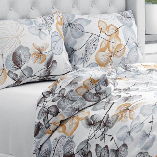 Bavlnené posteľné obliečky Sandra SA-367 Sivo-oranžové kvety na bielom - Biante.sk Bavlnené posteľné obliečky Sandra SA-367 Sivo-oranžové kvety na bielom - Biante.sk