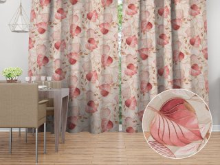 Dekorační závěs Leona LN-172 Růžovo-vínové listy na režném - Biante.cz