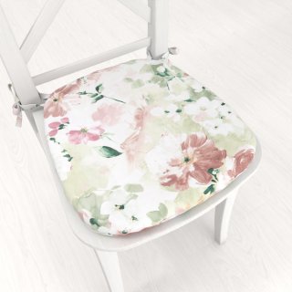 Oblý podsedák PM-018 Maľované kvety na zelenom - 39x37x3 cm - Biante.sk