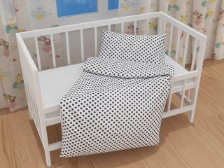 Dětské bavlněné povlečení do postýlky Sandra SA-286 Šedé puntíky na bílém - detail 1 - Biante.cz Dětské bavlněné povlečení do postýlky Sandra SA-286 Šedé puntíky na bílém - detail 1 - Biante.cz