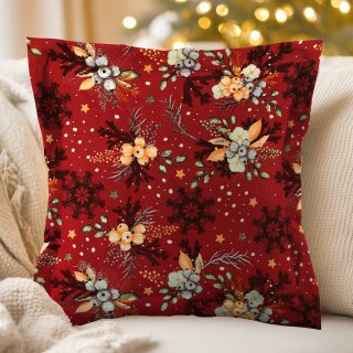 Bavlnená obliečka na vankúš s lemom Sandra SA-714 Vianočné cezmíny na červenom - Biante.sk Bavlnená obliečka na vankúš s lemom Sandra SA-714 Vianočné cezmíny na červenom - Biante.sk