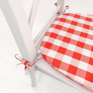 Teflónový oblý podsedák TF-071 Čeveno-biela kocka - 39x37x3 cm - detail 1 - Biante.sk