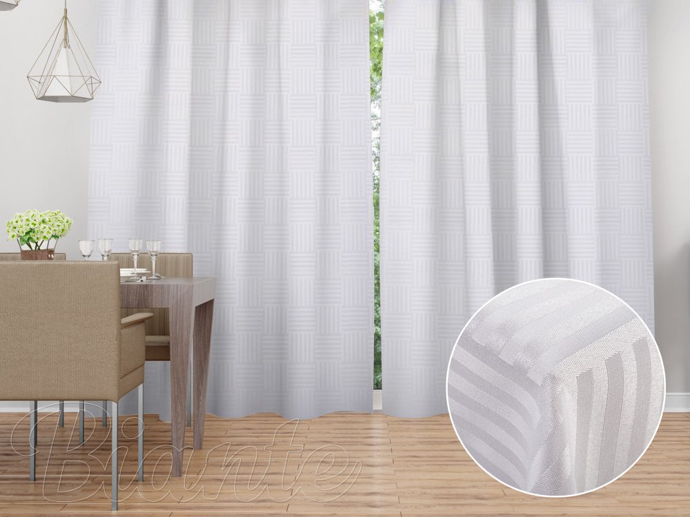 Dekorační závěs Monako PM-124 Pruhovaná šachovnice bílá - šířka 270 cm - Biante.cz