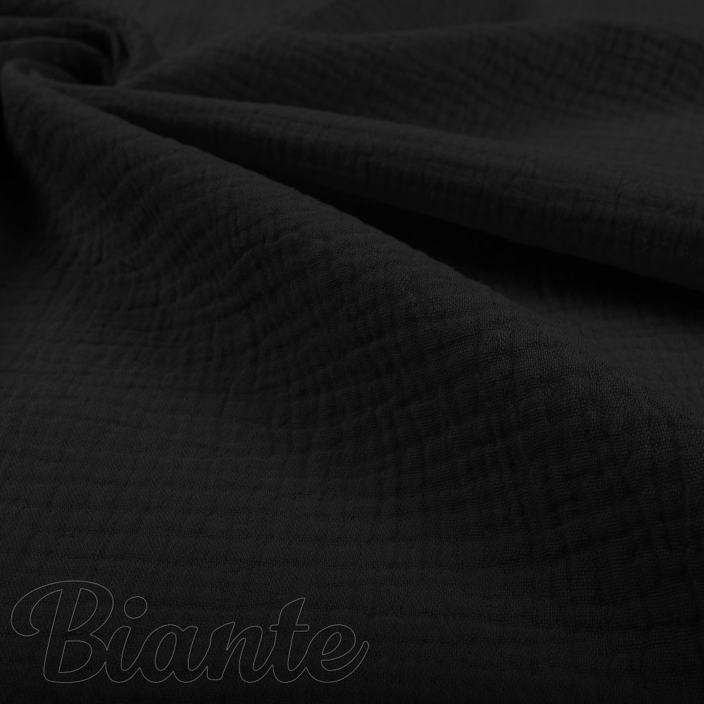 Mušelín dvojitá gázovina MSN-087 Černá - metráž šířka 140 cm - detail 6 - Biante.cz