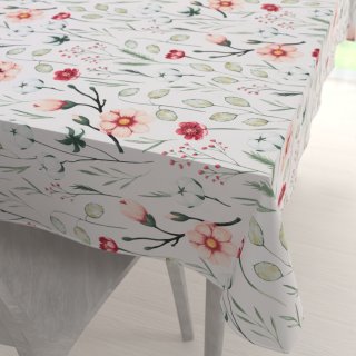 Bavlněný obdélníkový ubrus Sandra SA-747 Luční květiny na bílém - Biante.cz