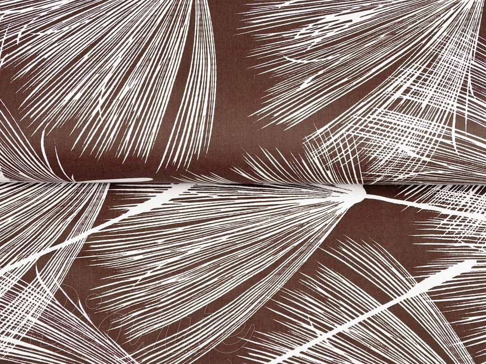 Bavlněná látka/plátno Sandra SA-499 Bílé abstraktní chmýří na hnědém - šířka 160 cm - detail 2 - Biante.cz