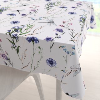 Bavlněný čtvercový ubrus Sandra SA-429 Luční kvítí s vážkami - Biante.cz