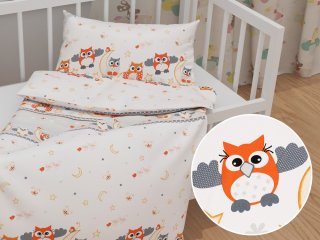 Dětské bavlněné povlečení do postýlky Sandra SA-592 Baby sovy oranžové - Biante.cz Dětské bavlněné povlečení do postýlky Sandra SA-592 Baby sovy oranžové - Biante.cz