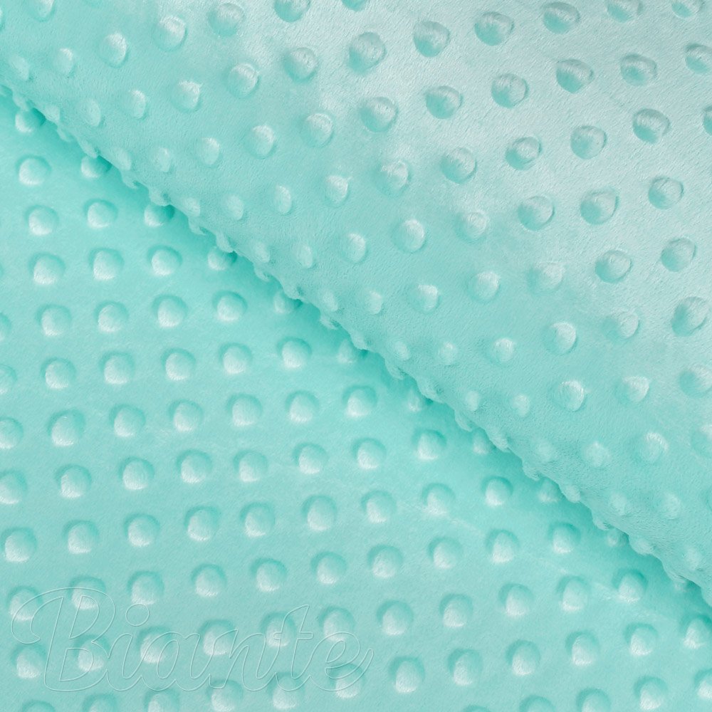 Dětská látka Minky TOP 3D puntíky MKP-055 Světle mintová - šířka 170 cm - Biante.cz