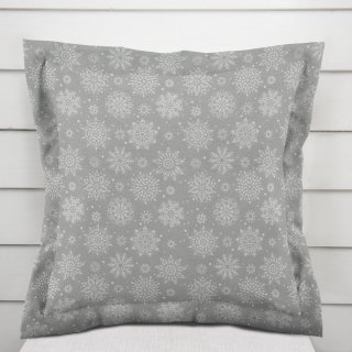 Vianočná dekoračná obliečka na vankúš s lemom PML-079 Biele vločky na sivom - Biante.sk Vianočná dekoračná obliečka na vankúš s lemom PML-079 Biele vločky na sivom - Biante.sk