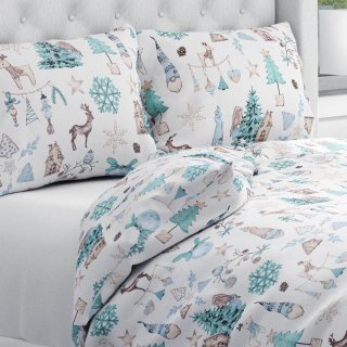 Bavlněné ložní povlečení Sandra SA-662 Modro-zeleno-hnědý vánoční vzor - Biante.cz Bavlněné ložní povlečení Sandra SA-662 Modro-zeleno-hnědý vánoční vzor - Biante.cz