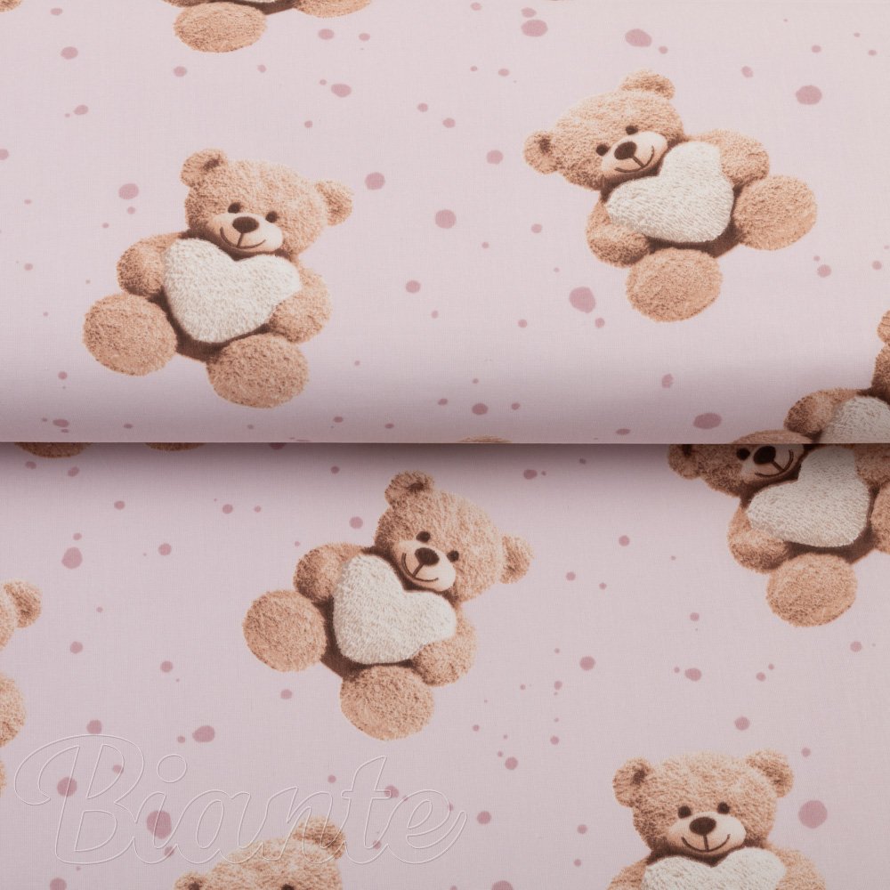 Dětská bavlněná látka/plátno Sandra SA-723 Medvídci se srdíčky na fialkovém - šířka 160 cm - detail 2 - Biante.cz
