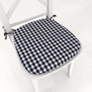 Oblý bavlnený podsedák Olivia OL-015 Čierno-biela kocka malá - 39x37x3 cm - Biante.sk