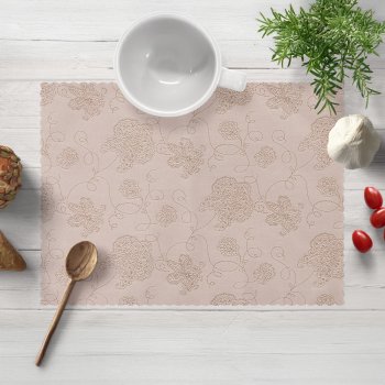 Teflonové prostírání na stůl TF-129 Hnědé květované ornamenty na šedobéžovém - Biante.cz
