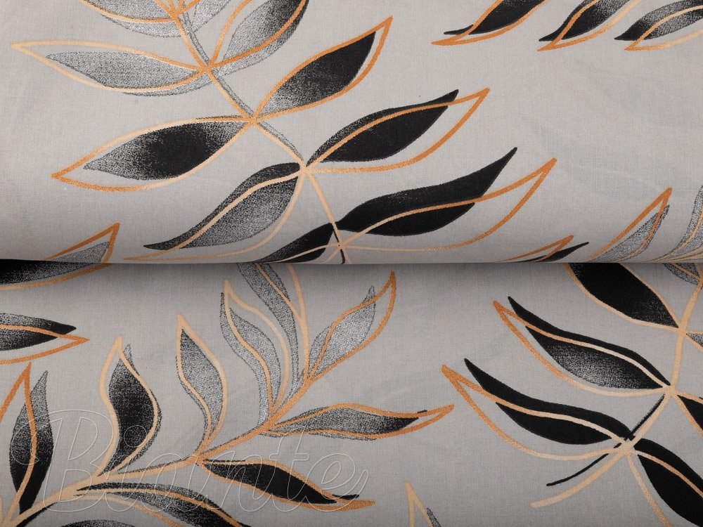 Bavlněná látka/plátno Sandra SA-437 Pnoucí listy na šedém - šířka 160 cm - detail 2 - Biante.cz