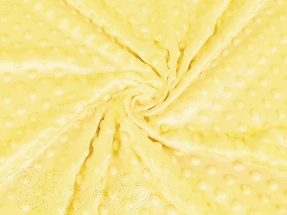 Dětská látka Minky 3D puntíky MKP-021 Citronově žlutá - šířka 150 cm - detail 1 - Biante.cz