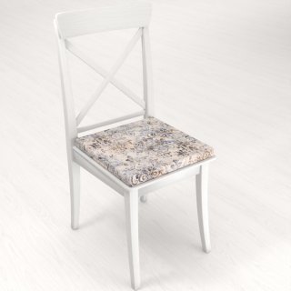 Zamatový štvorcový podsedák Tamara TMR-057 Modro-zelený zámocký vzor na krémovom - 38x38x3 cm - detail 1 - Biante.sk