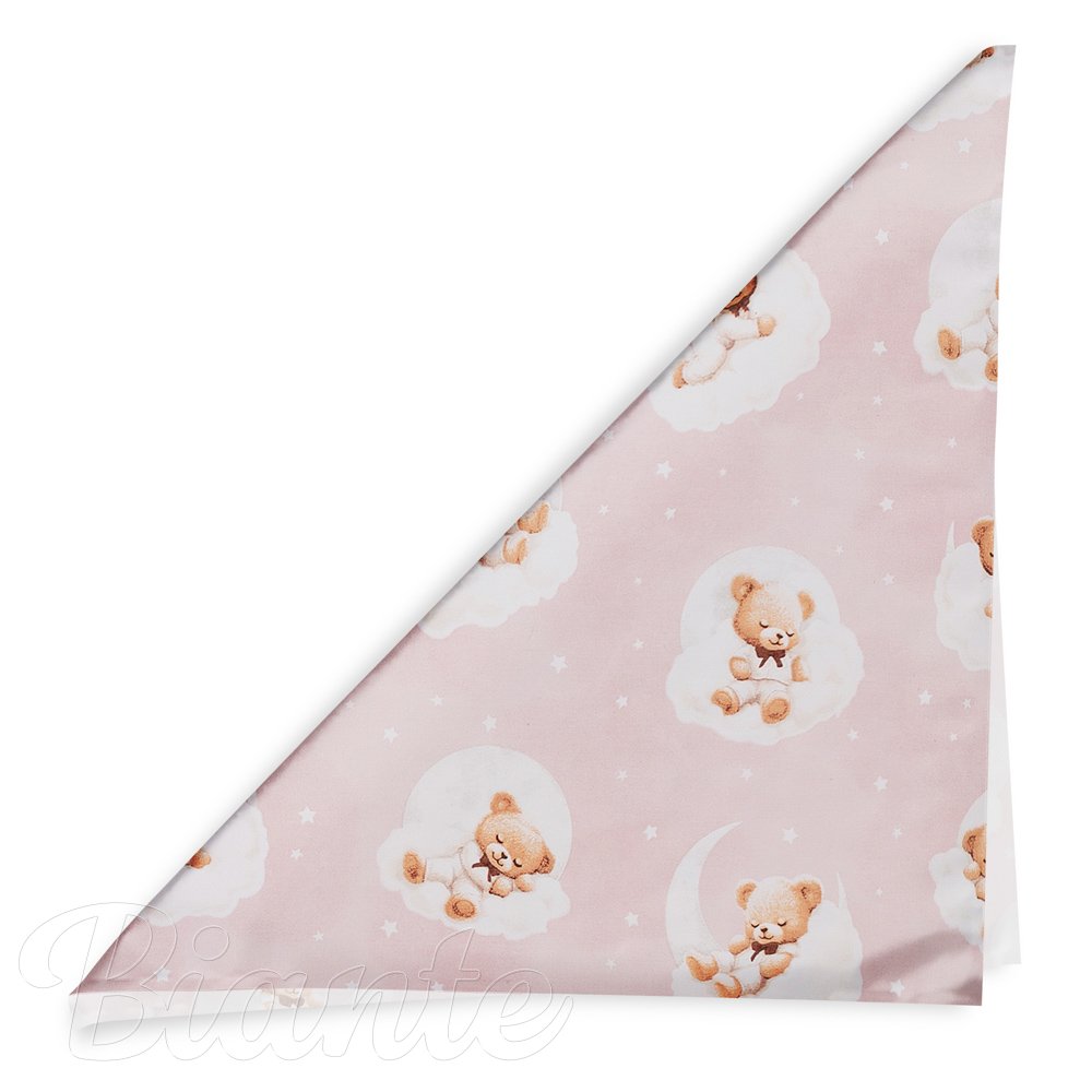 Dětský bavlněný šátek Sandra SA-743 Spící medvídci na obláčcích na světle růžovém - detail 1 - Biante.cz
