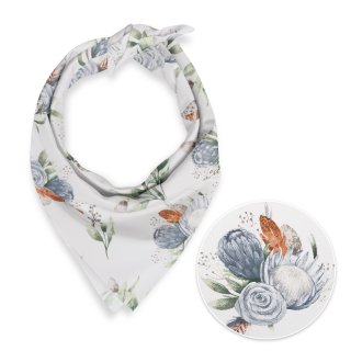 Bavlnená šatka Sandra SA-707 Modré kvety Protea na bielom - Biante.sk