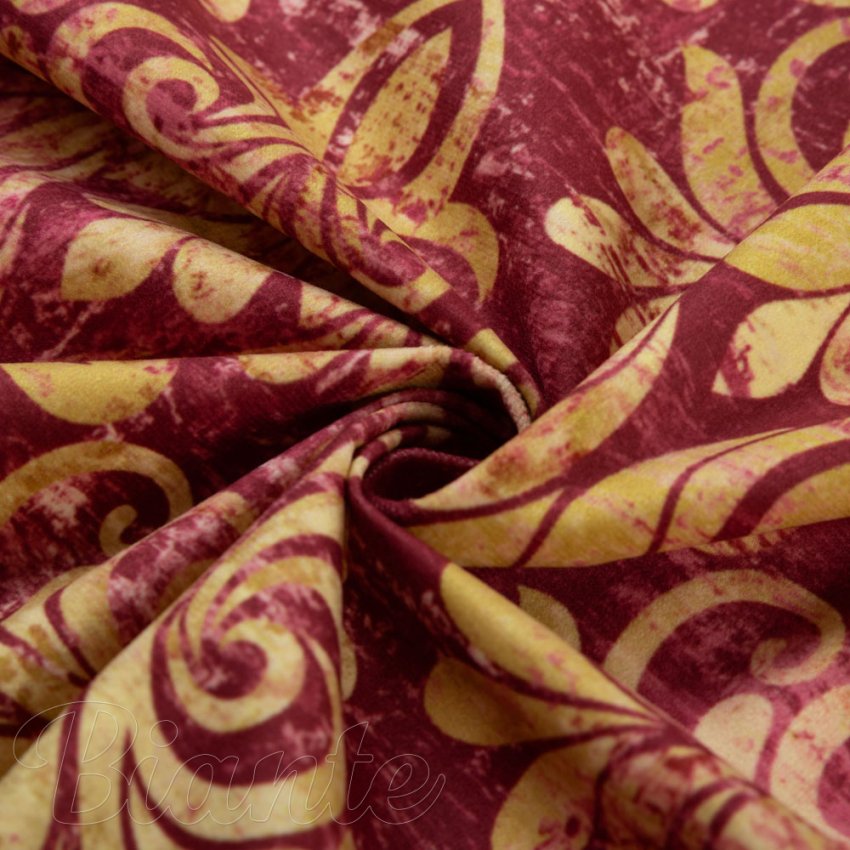 Sametová látka Tamara TMR-053 Zámecký vzor na vínově červeném - šířka 150 cm - detail 2 - Biante.cz