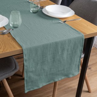 Mušelínový běhoun na stůl MSN-047 Pastelově modrozelený - Biante.cz