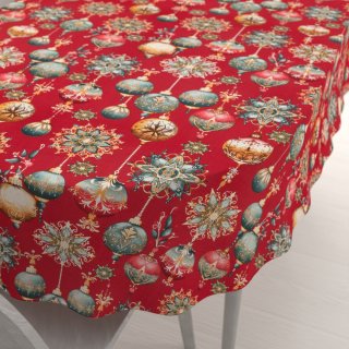 Bavlnený oválny obrus Sandra SA-528 Vianočné banky na červenom - Biante.sk Bavlnený oválny obrus Sandra SA-528 Vianočné banky na červenom - Biante.sk