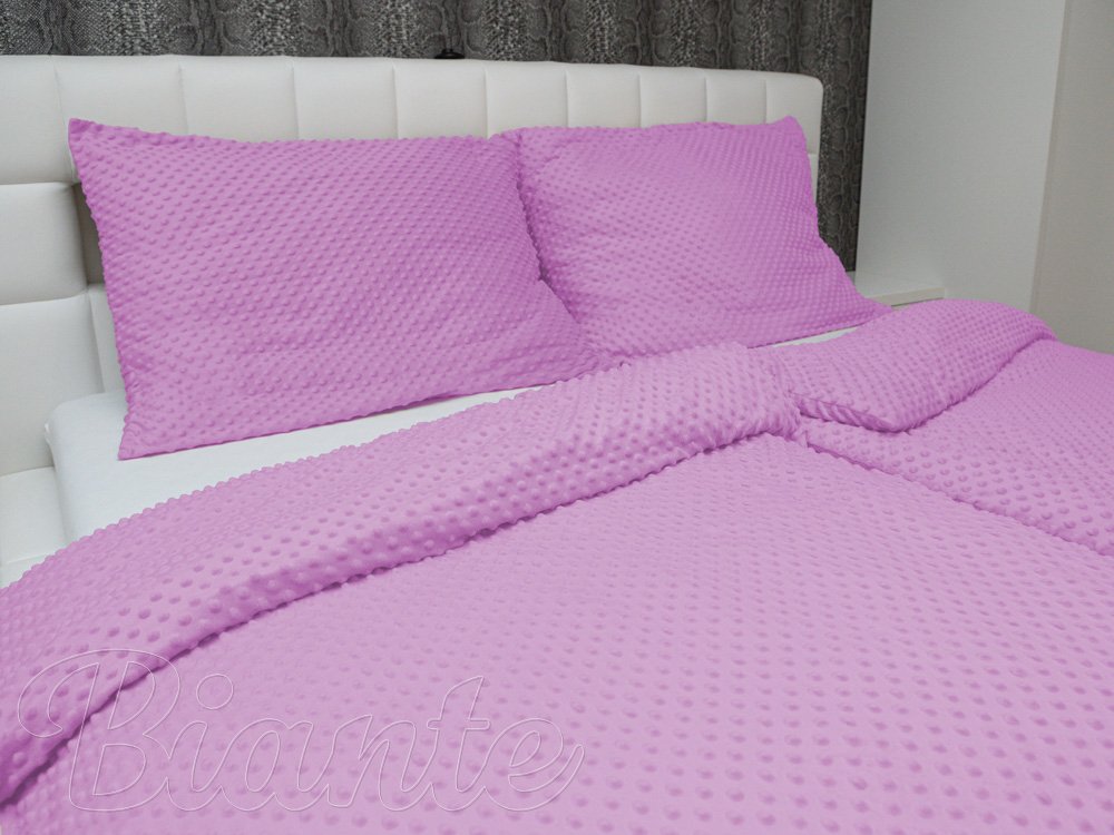Hřejivé ložní povlečení Minky TOP 3D puntíky MKP-053 Fialová lila - detail 1 - Biante.cz