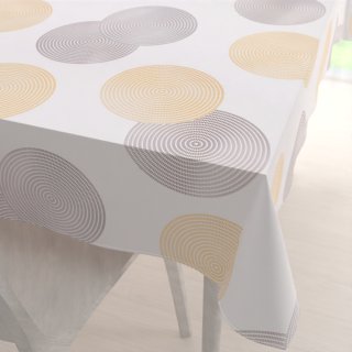 Sametový obdélníkový ubrus Tamara TMR-023 Žluté a šedé designové kruhy na smetanovém - Biante.cz