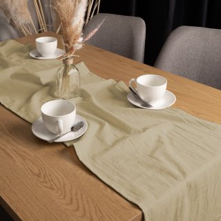 Lněný běhoun na stůl LEN-023 Pískově béžový - detail 1 - Biante.cz Lněný běhoun na stůl LEN-023 Pískově béžový - detail 1 - Biante.cz