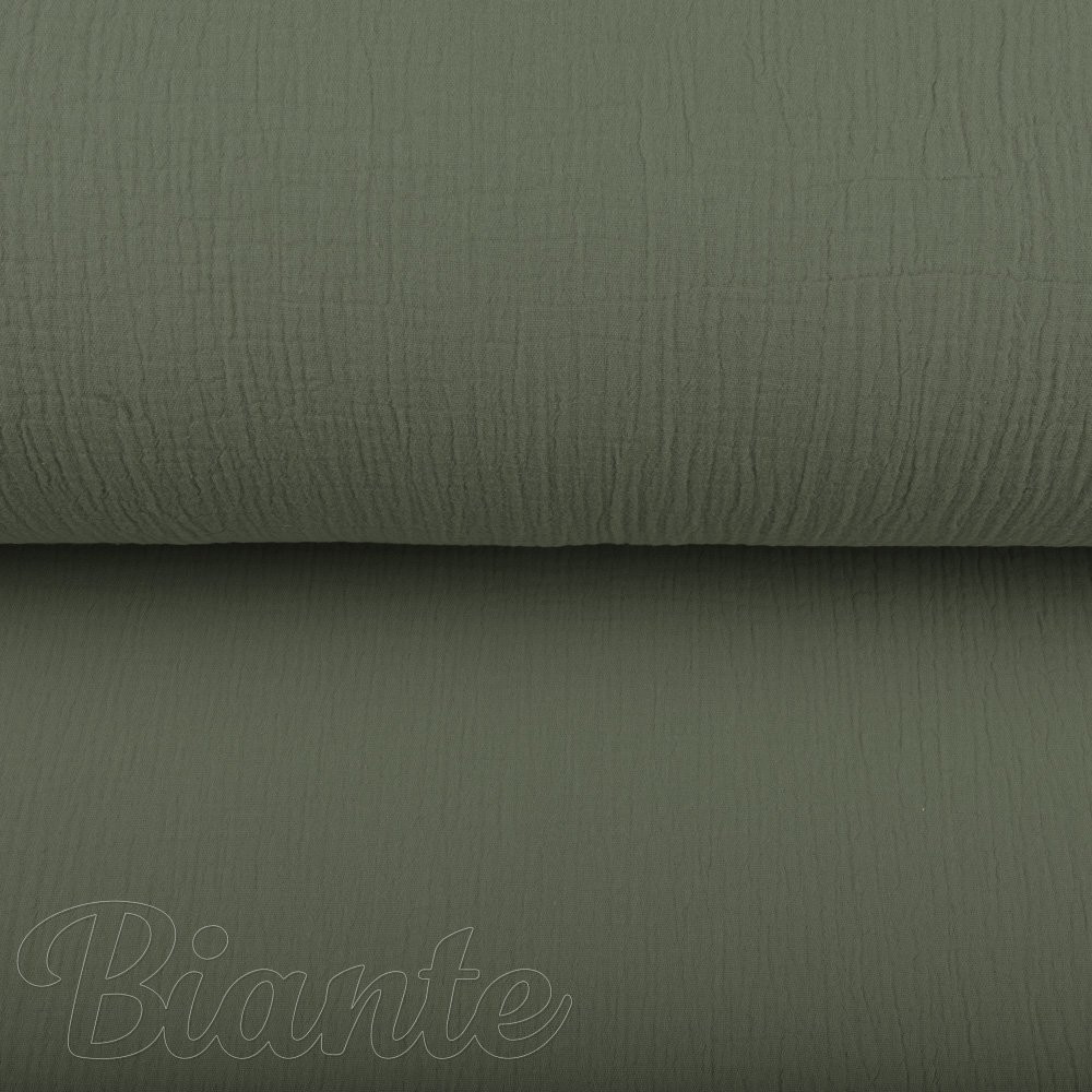 Mušelín dvojitá gázovina MSN-076 Zelená khaki - metráž šířka 140 cm - detail 5 - Biante.cz