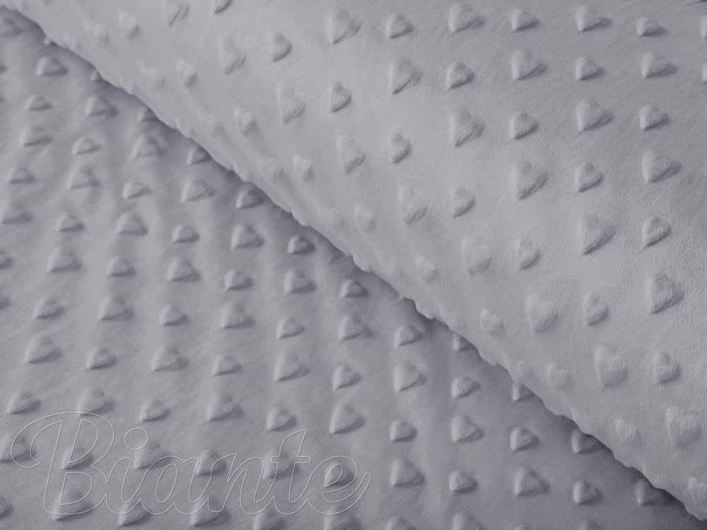 Dětská látka Minky 3D srdíčka MKS-005 Tmavě šedá - šířka 150 cm - Biante.cz