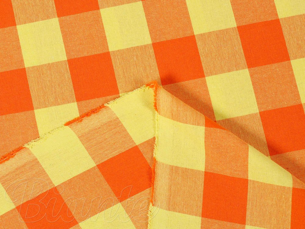 Bavlněná látka Olivia OL-003 Oranžovo-žlutá kostka velká - šířka 150 cm - detail 3 - Biante.cz
