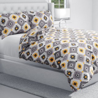 Bavlněné ložní povlečení Sandra SA-520 Žluto-šedý aztécký vzor - detail 1 - Biante.cz Bavlněné ložní povlečení Sandra SA-520 Žluto-šedý aztécký vzor - detail 1 - Biante.cz