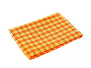 Kuchynská bavlnená utierka Olivia OL-006 Oranžovo-žltá kocka malá