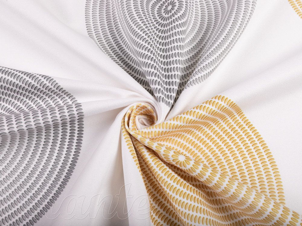 Sametová látka Tamara TMR-023 Žluté a šedé designové kruhy na smetanovém - šířka 150 cm - detail 3 - Biante.cz Sametová látka Tamara TMR-023 Žluté a šedé designové kruhy na smetanovém - šířka 150 cm - detail 3 - Biante.cz