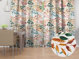 Bavlněný závěs Sandra SA-712 Podzimní větvičky s listy na bílém - Biante.cz Bavlněný závěs Sandra SA-712 Podzimní větvičky s listy na bílém - Biante.cz