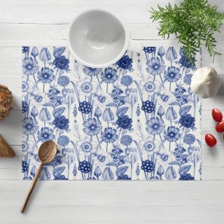 Dekorační prostírání na stůl PML-090 Modré jarní květiny na bílém - Biante.cz