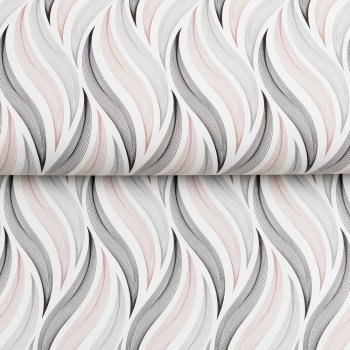 PVC obrus Sivo-čierno-vínové designové vlnky na bielom PV-199 - metráž š. 140 cm - detail 2 - Biante.sk PVC obrus Sivo-čierno-vínové designové vlnky na bielom PV-199 - metráž š. 140 cm - detail 2 - Biante.sk