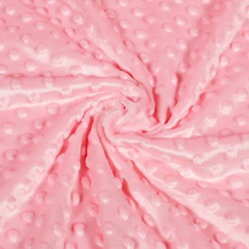 Dětská látka Minky 3D puntíky MKP-011 Světle růžová - šířka 150 cm