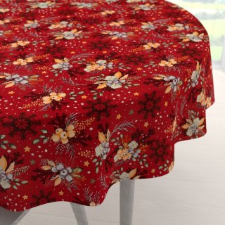 Bavlnený okrúhly obrus Sandra SA-714 Vianočné cezmíny na červenom - Biante.sk Bavlnený okrúhly obrus Sandra SA-714 Vianočné cezmíny na červenom - Biante.sk