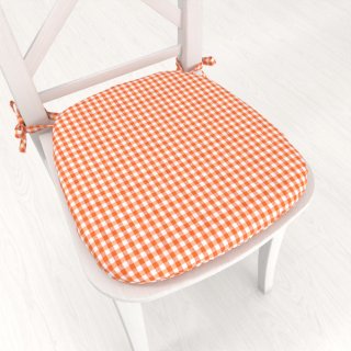 Oblý podsedák Rebeka RE-006 Oranžovo-bílá kostka malá - 39x37x3 cm - Biante.cz