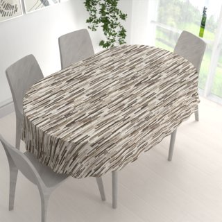 Dekorační oválný ubrus Leona LN-176 Hnědo-béžové proužky - detail 1 - Biante.cz