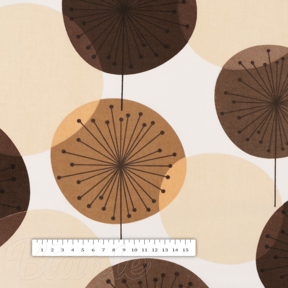 Bavlněná látka/plátno Sandra SA-488 Hnědo-béžové designové pampelišky - šířka 160 cm - detail 3 - Biante.cz
