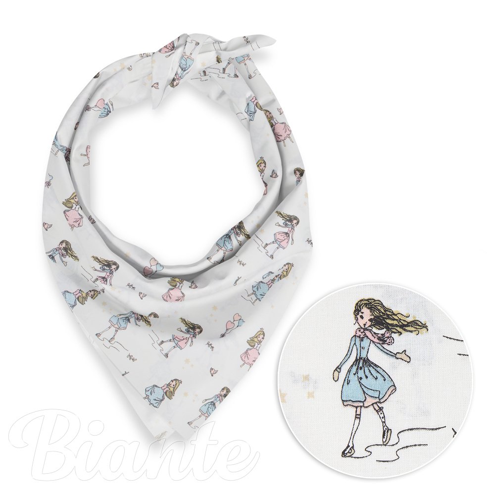 Dětský bavlněný šátek Sandra SA-261 Krasobruslařky na krémovém - Biante.cz