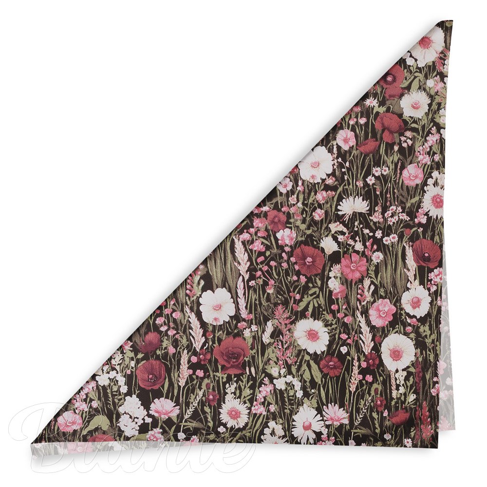 Bavlněný šátek Sandra SA-740 Luční kvítí na temně hnědém - detail 1 - Biante.cz