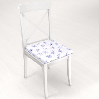 Teflónový štvorcový podsedák TF-114 Modré olivové vetvičky na bielom - 38x38x3 cm - detail 1 - Biante.sk