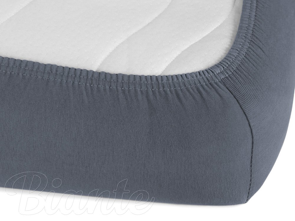 Jersey napínací prostěradlo na extra vysokou matraci JR-029 Antracitově šedé - detail 1 - Biante.cz