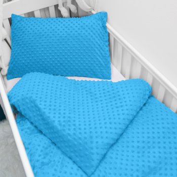 Dětské povlečení do postýlky Minky 3D puntíky MKP-034 Modré - Biante.cz