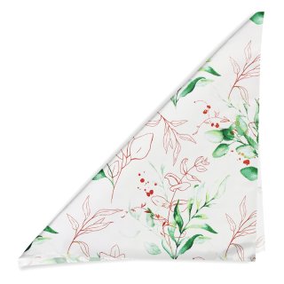 Bavlnená šatka Sandra SA-706 Zeleno-hnedé vetvičky s lístkami na bielom - detail 1 - Biante.sk