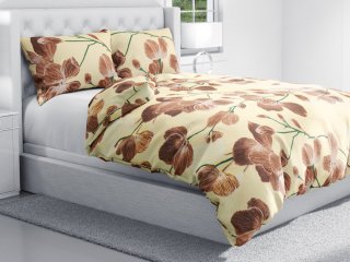 Bavlněné ložní povlečení Sandra SA-536 Hnědé orchideje na vanilkově žlutém - detail 1 - Biante.cz Bavlněné ložní povlečení Sandra SA-536 Hnědé orchideje na vanilkově žlutém - detail 1 - Biante.cz